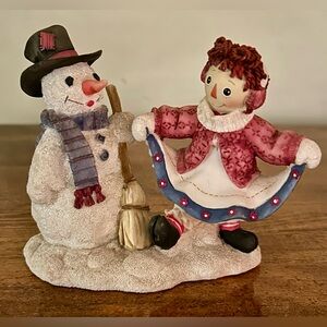 Raggedy Ann & Andy Friends Forever No Matter The Weather Figurine Snowman